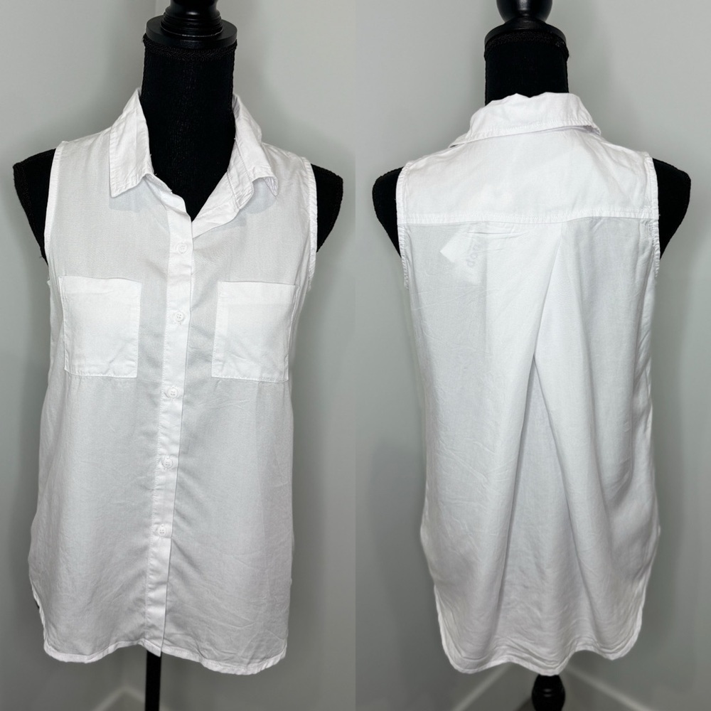 Workshop White Sleeveless Button Up (PS)